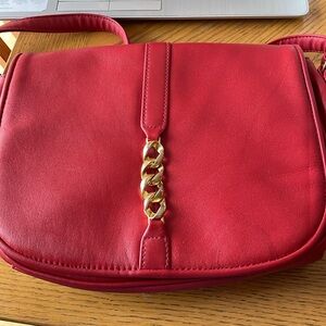 Vintage Partners Red Leather Shoulder Bag